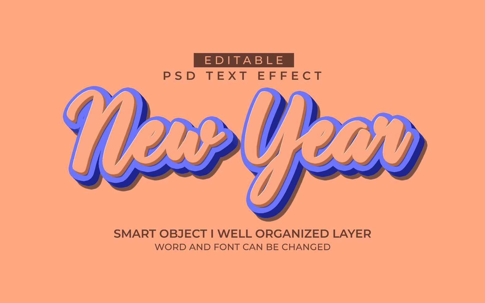 3d editable new year text style psd