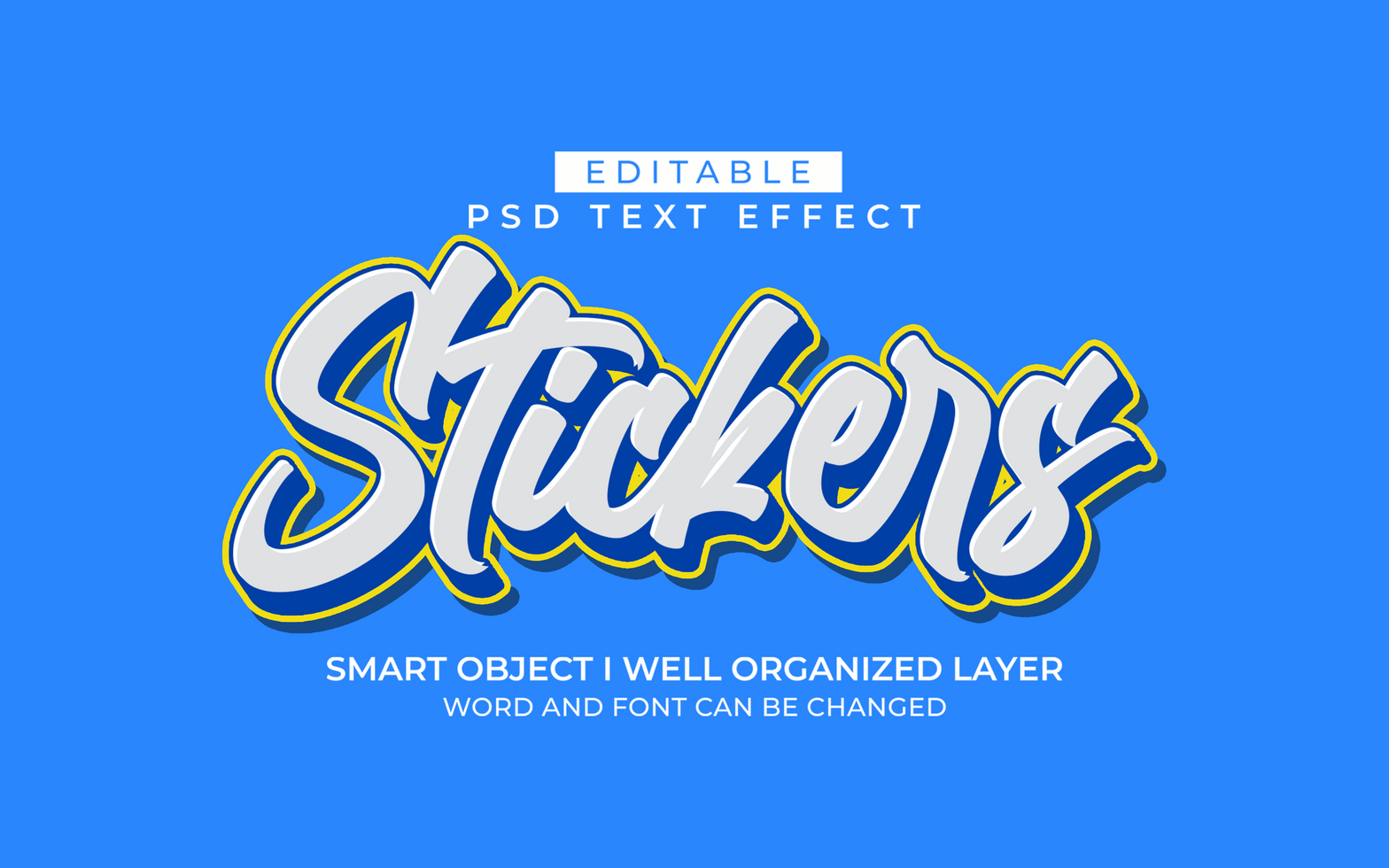 3d editable stickers text effect typography style template psd
