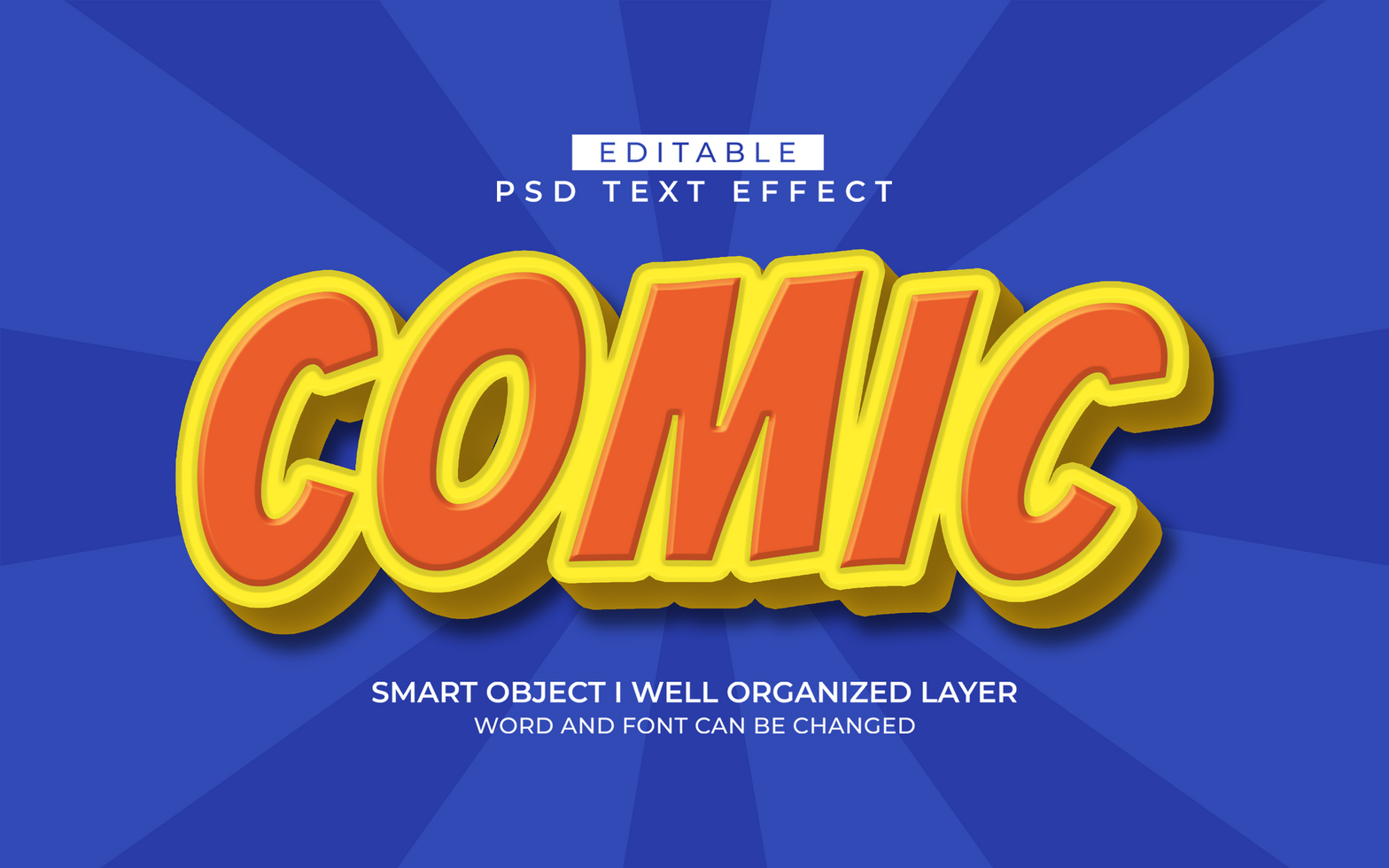 3d editable comics text effect typography style template psd