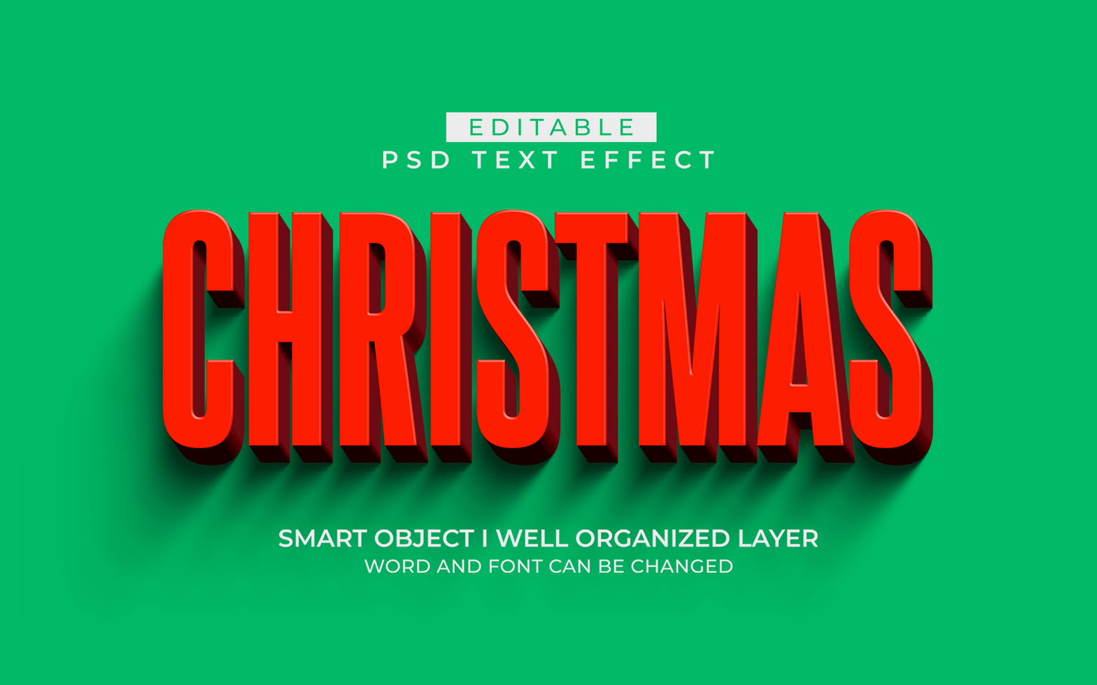 3d editable christmas text effect template psd