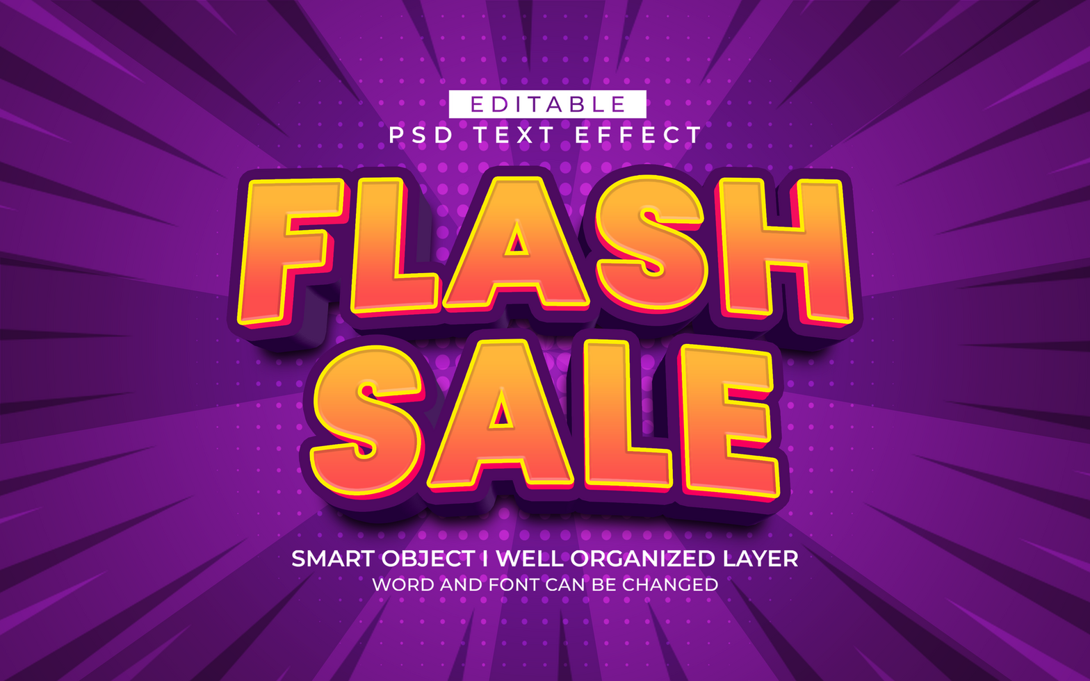 3d editable flash sale text effect typography style template psd