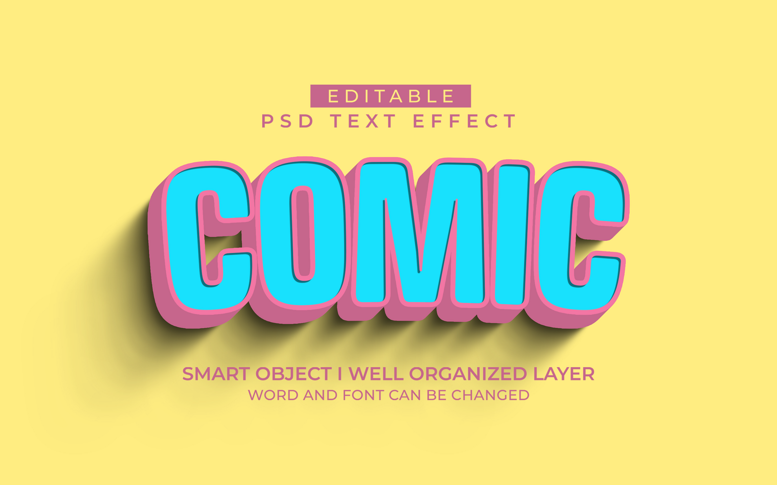 3d editable comic text effect style template psd