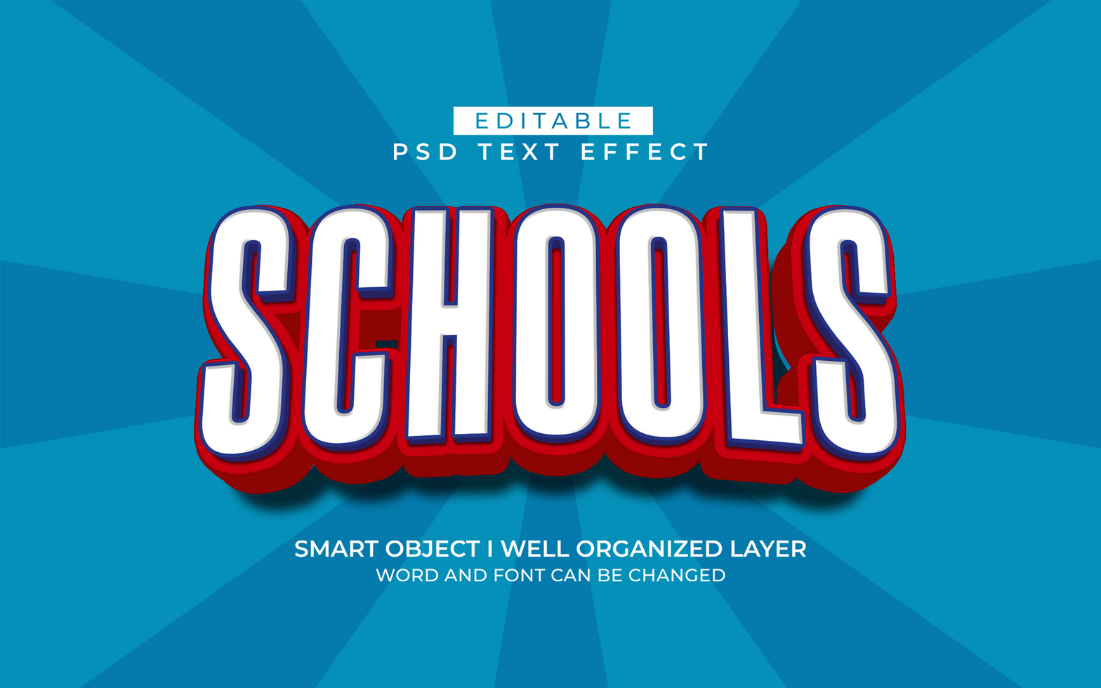 3d editable school text effect typography style template psd