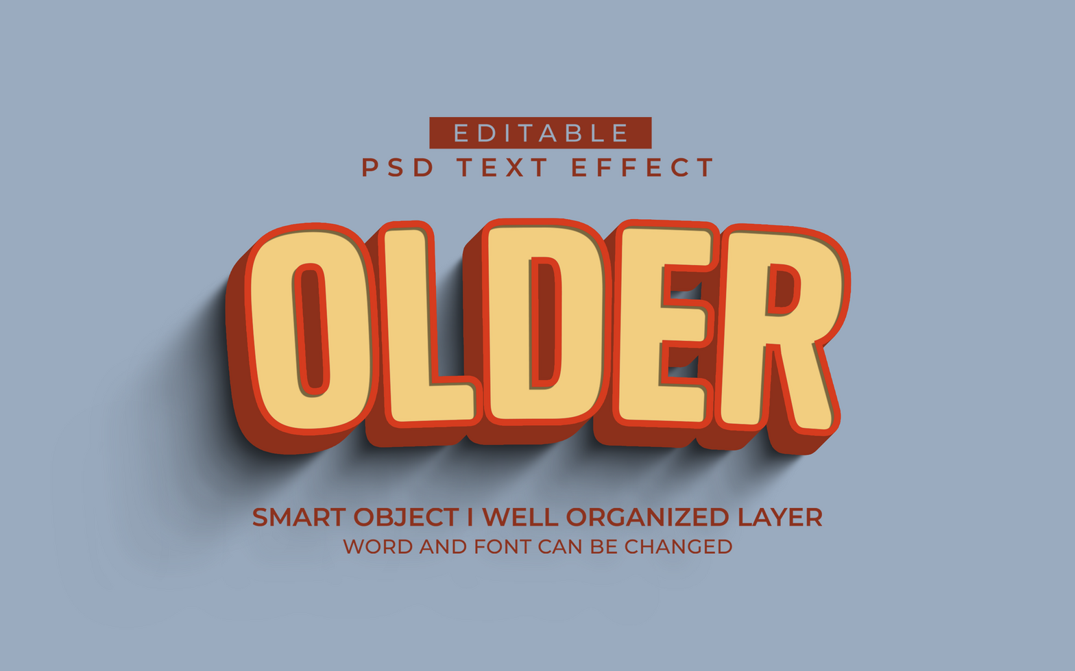 3d editable older text effect template psd