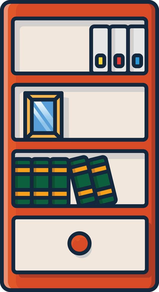 Illustration of a Colorful Bookshelf with Decor vector