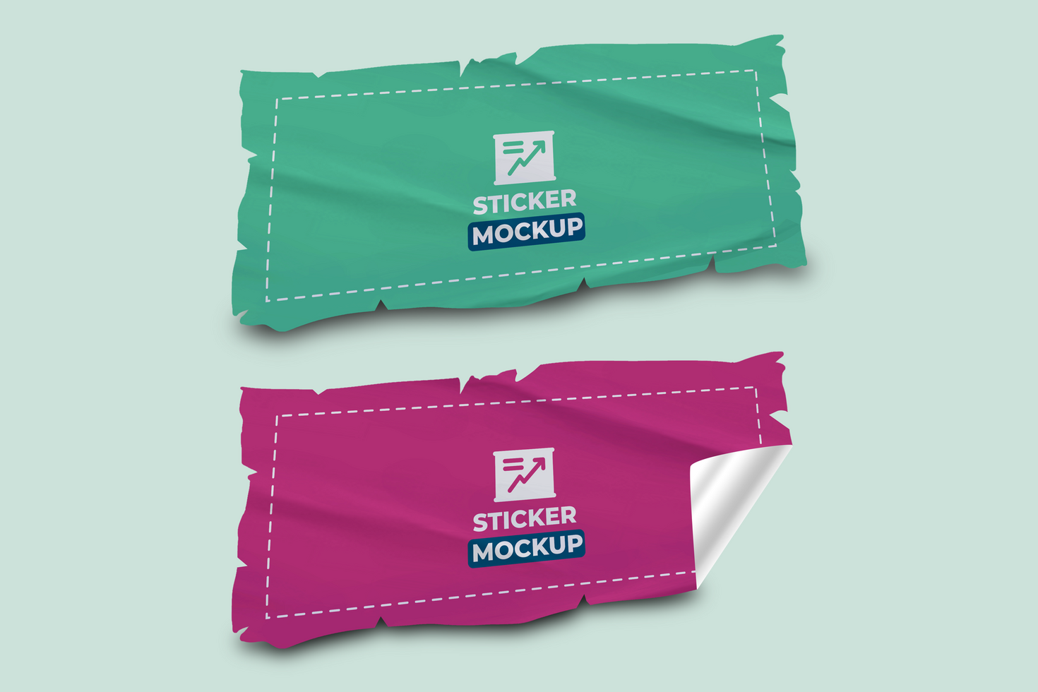 Torn Edge Glued Paper Textured Template for Sticker Projects psd