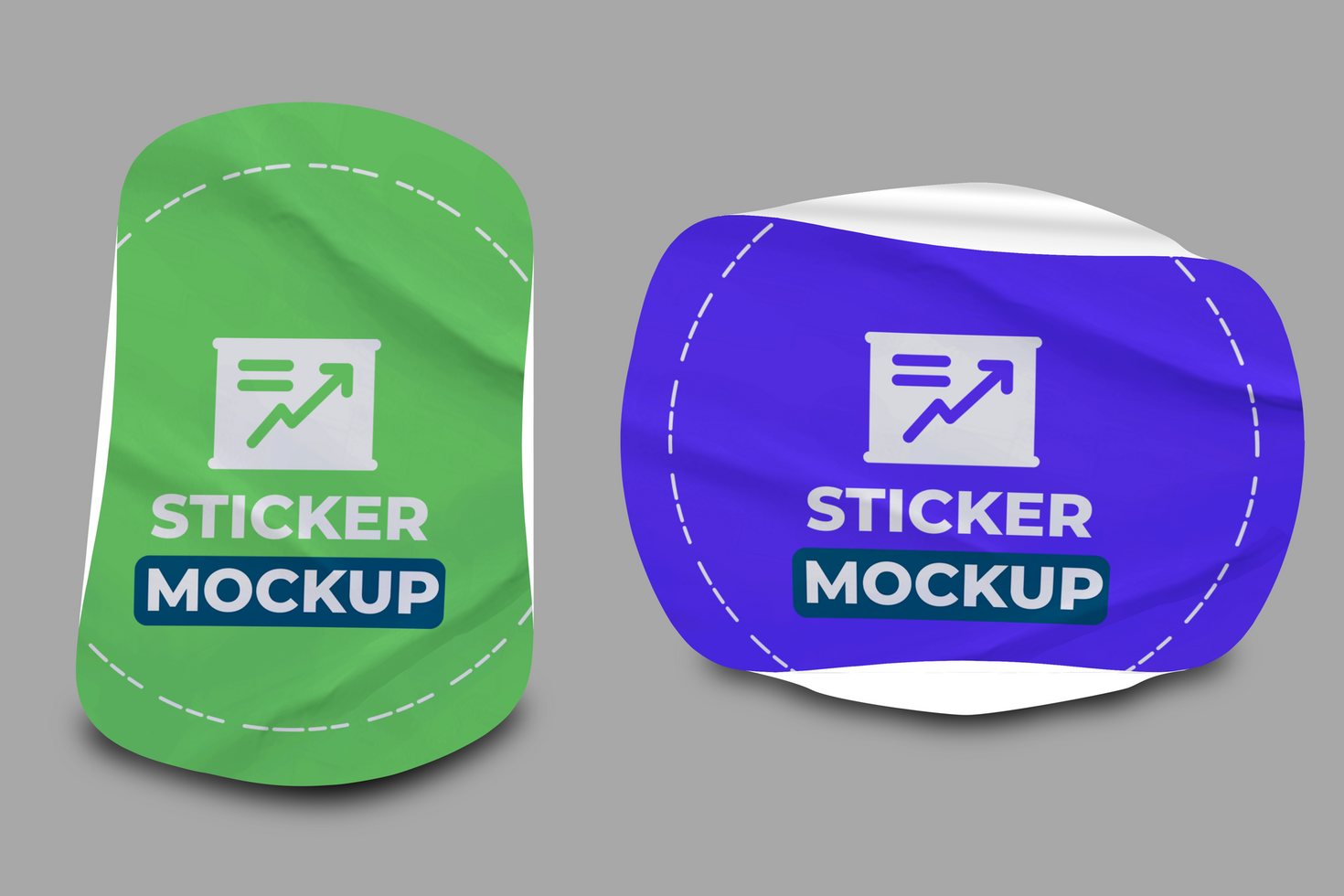 Peeling Round Set Sticker Mockup Design Template Promotional Label psd