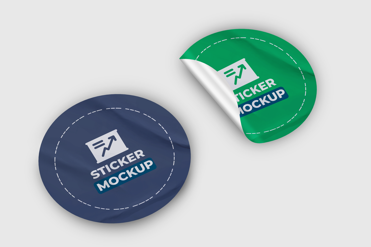 Realistic Round Set Sticker Mockup Design Template Promotional Label psd