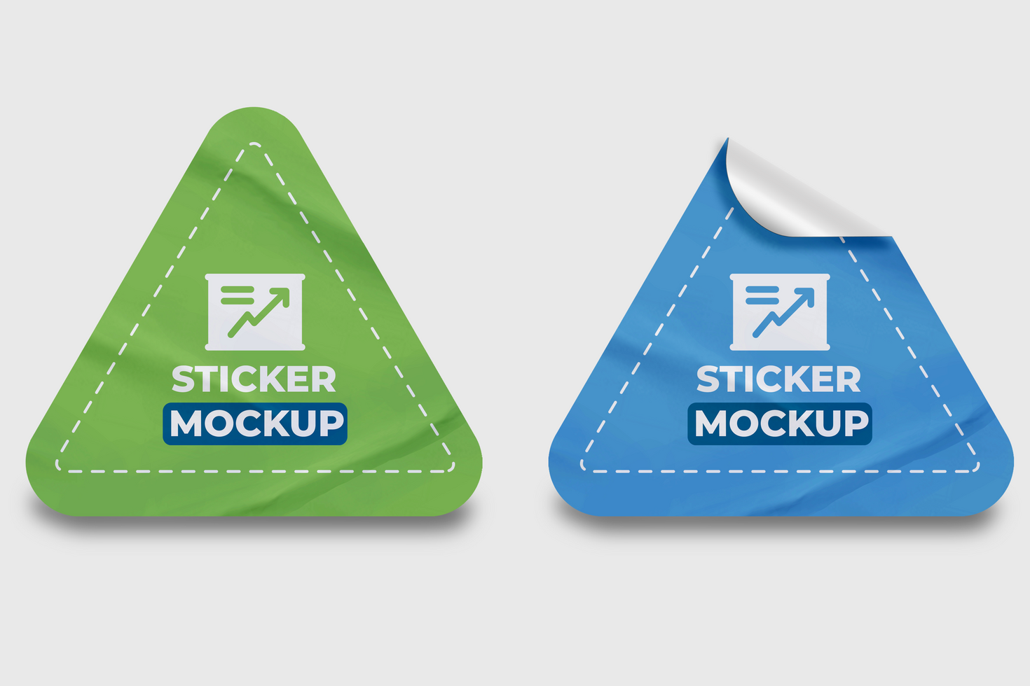 Realistic Triangle Set Sticker Mockup Design Template Promotional Label psd