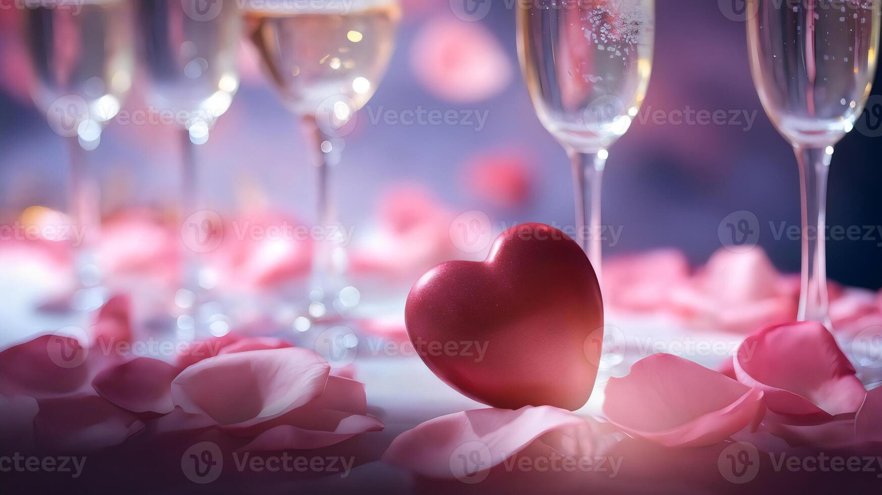 Valentine's Day scene with heart-shaped object and glowing highlights photo