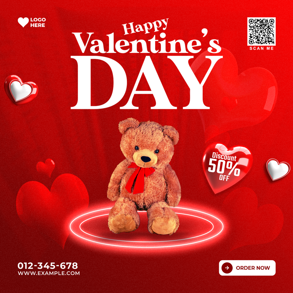14 February Happy Valentine's Day Sale Social Media Post Template psd