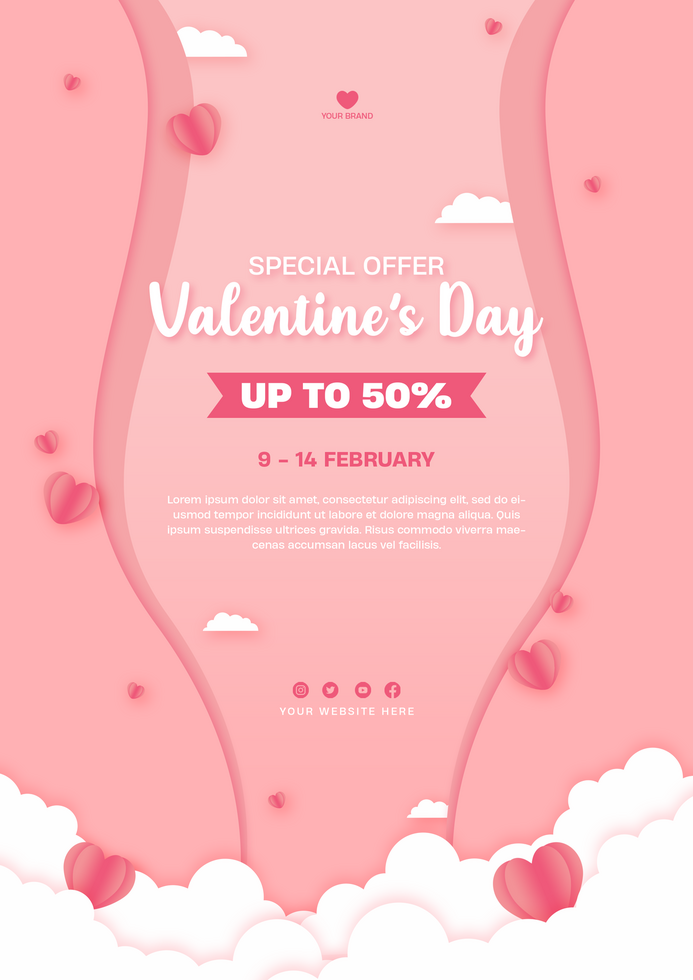 Valentines Day Sale Poster Template Design psd