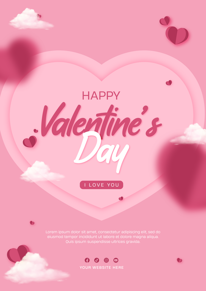 Valentines Day Greetings Poster Template Design, Valentine Background psd