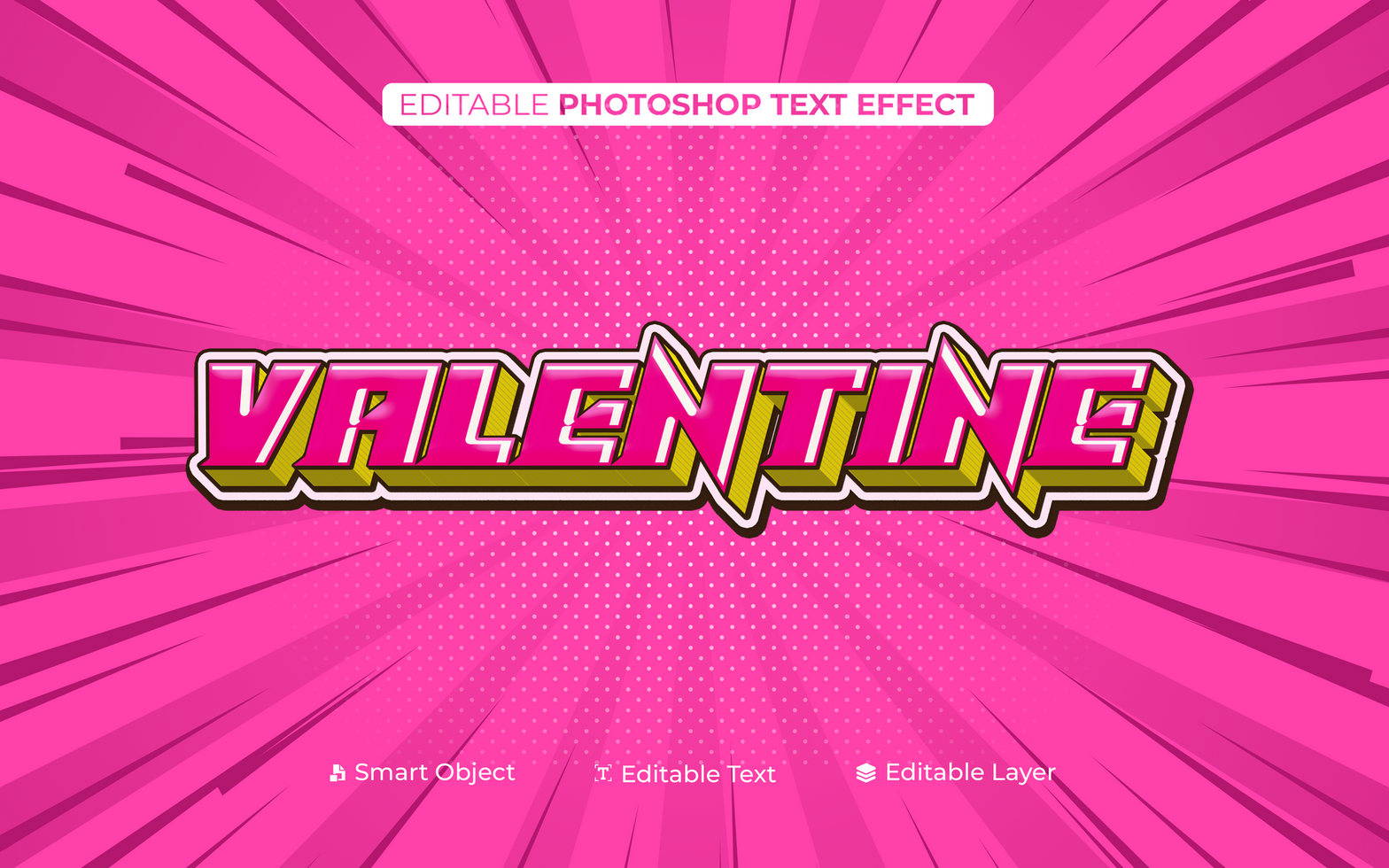 3D Editable Text Effect Valentine in y2k style psd