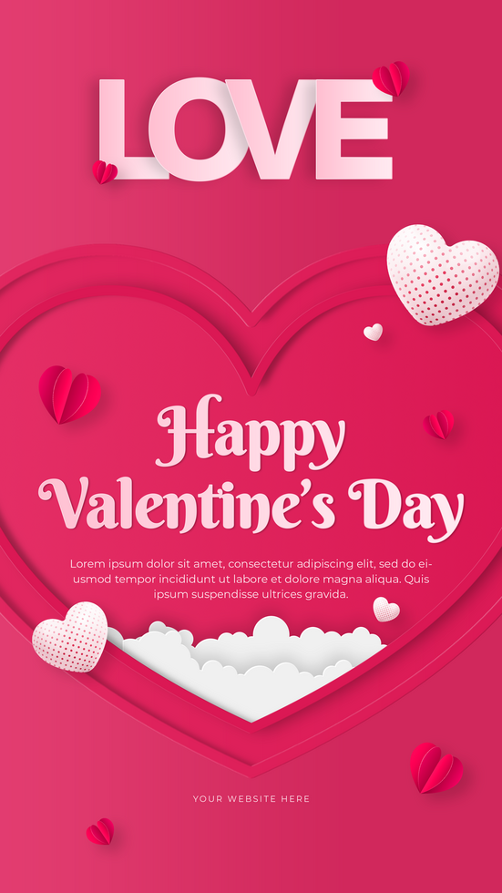 Gradient valentines day banners for social media stories template psd
