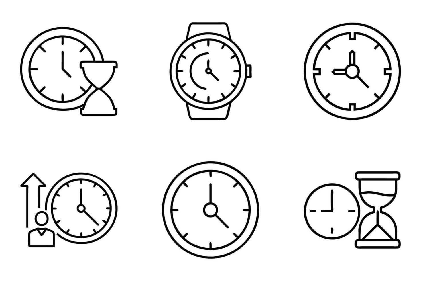 Clock Silhouette Icon Collection in Flat Illustration vector