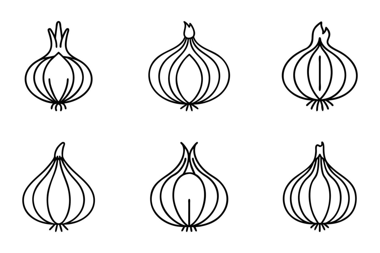 Flat Onion Icon Collection in Silhouette Style vector