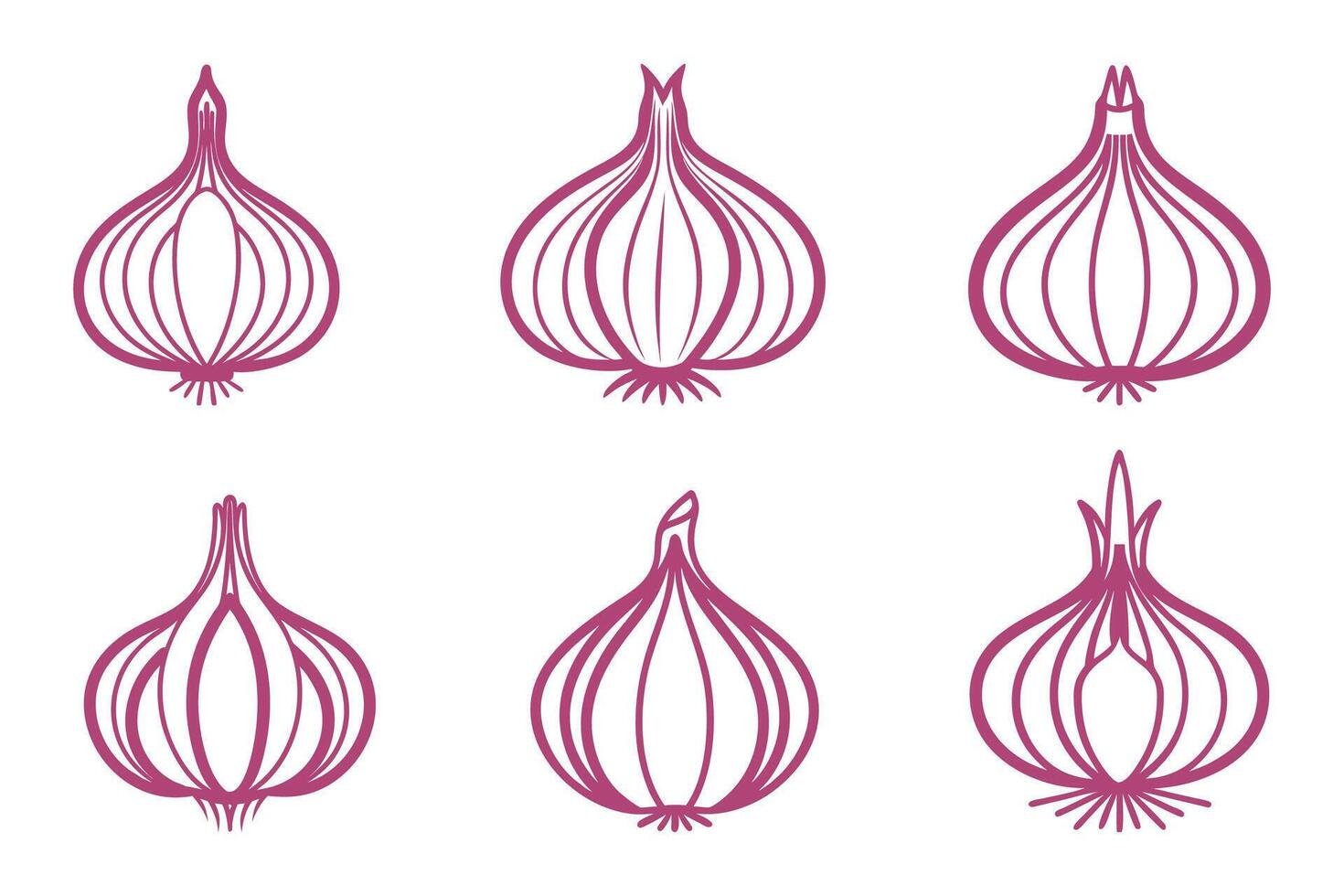 Onion Silhouette Icon Set in Flat Illustration vector