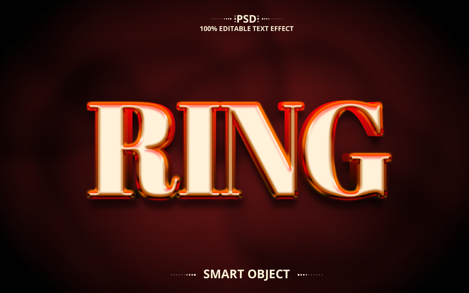 Ring gold color Realistic text effect psd