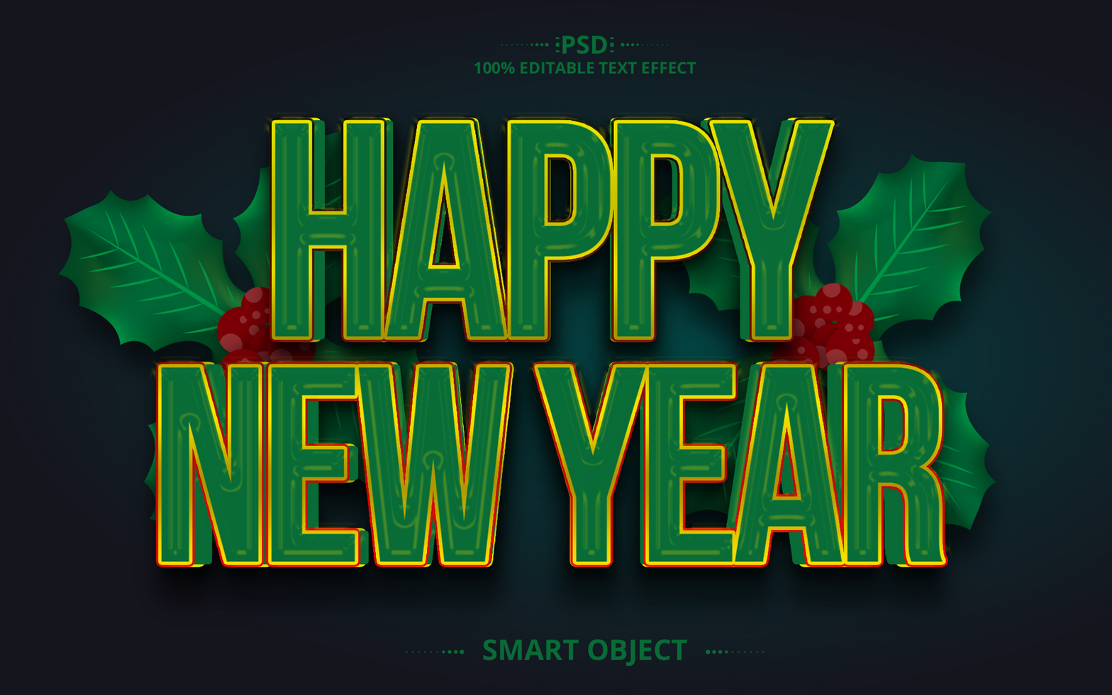 Green happy new year Editable Text Effect Design psd
