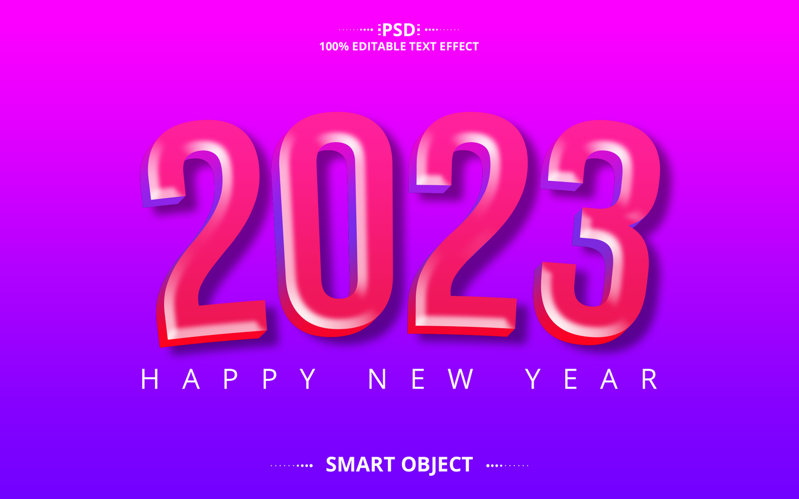 New Year pink Editable Text Effect Design psd