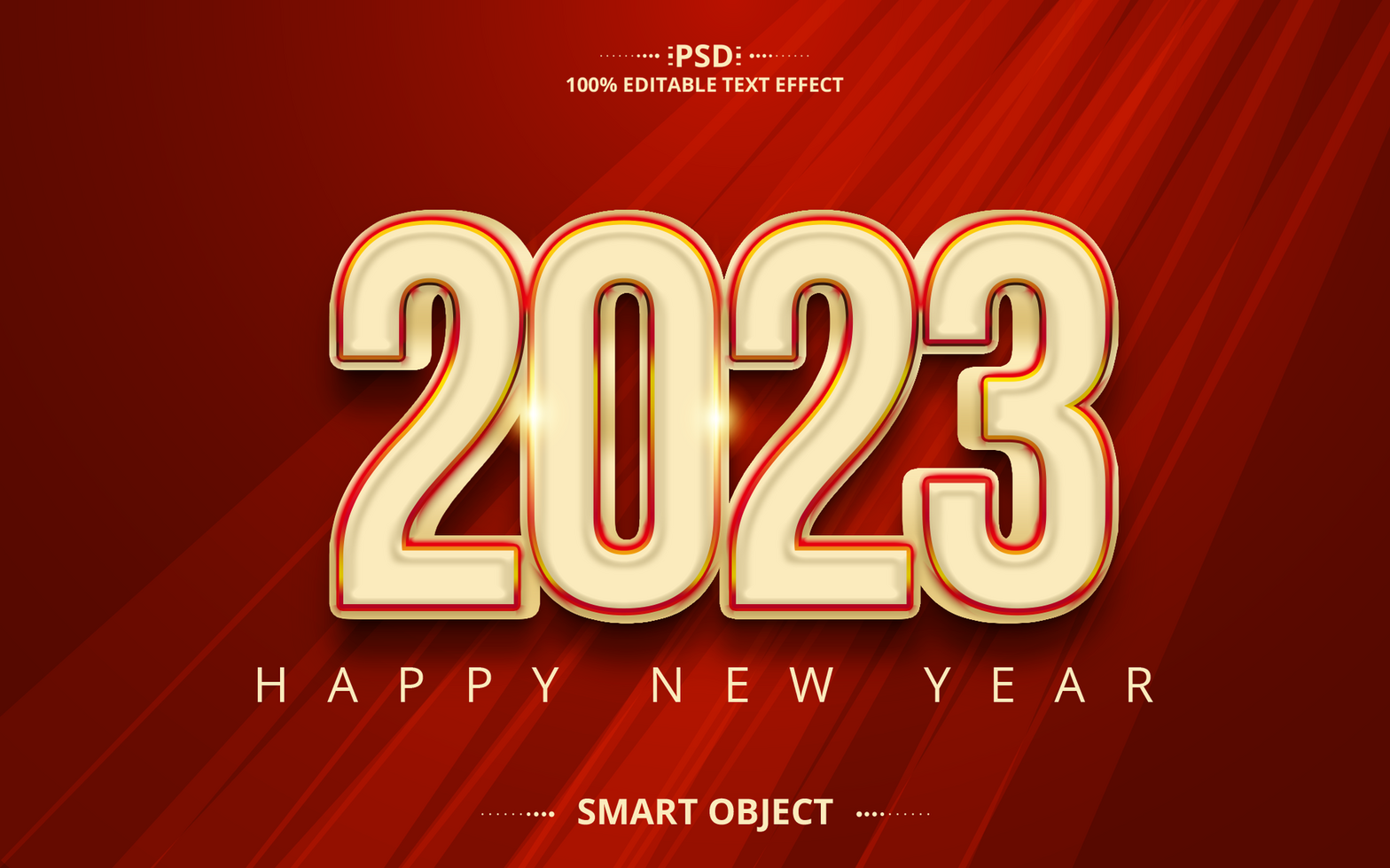 happy new year gold Editable Text Effect Design 3D effect psd