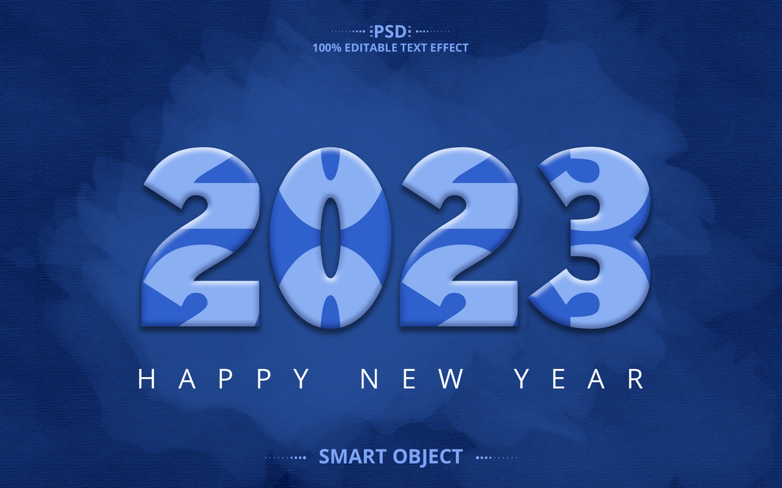 happy new year blue Editable Text Effect Design psd