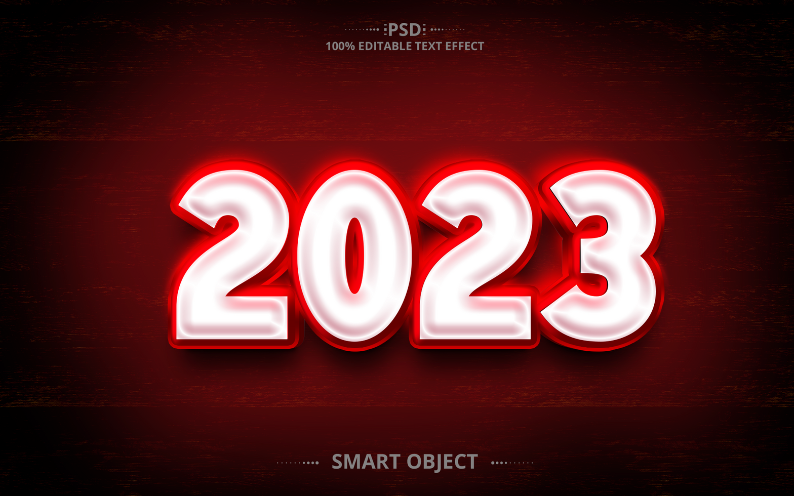 Red and white creative New Year 3D text effect design psd