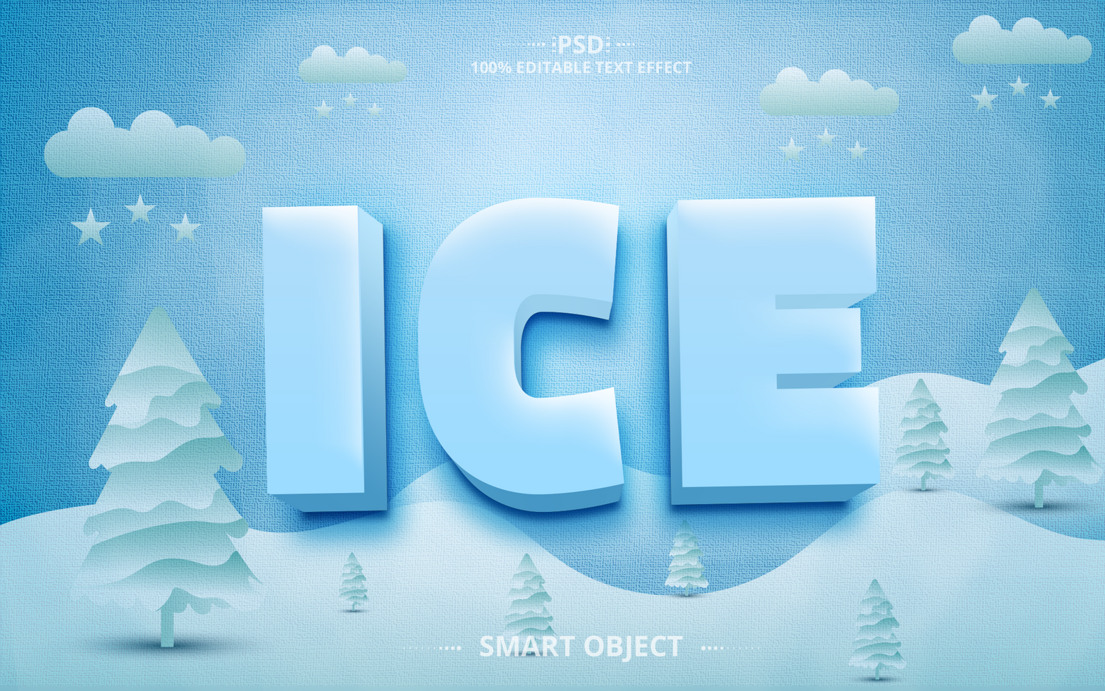 Ice creative 3D text effect design psd