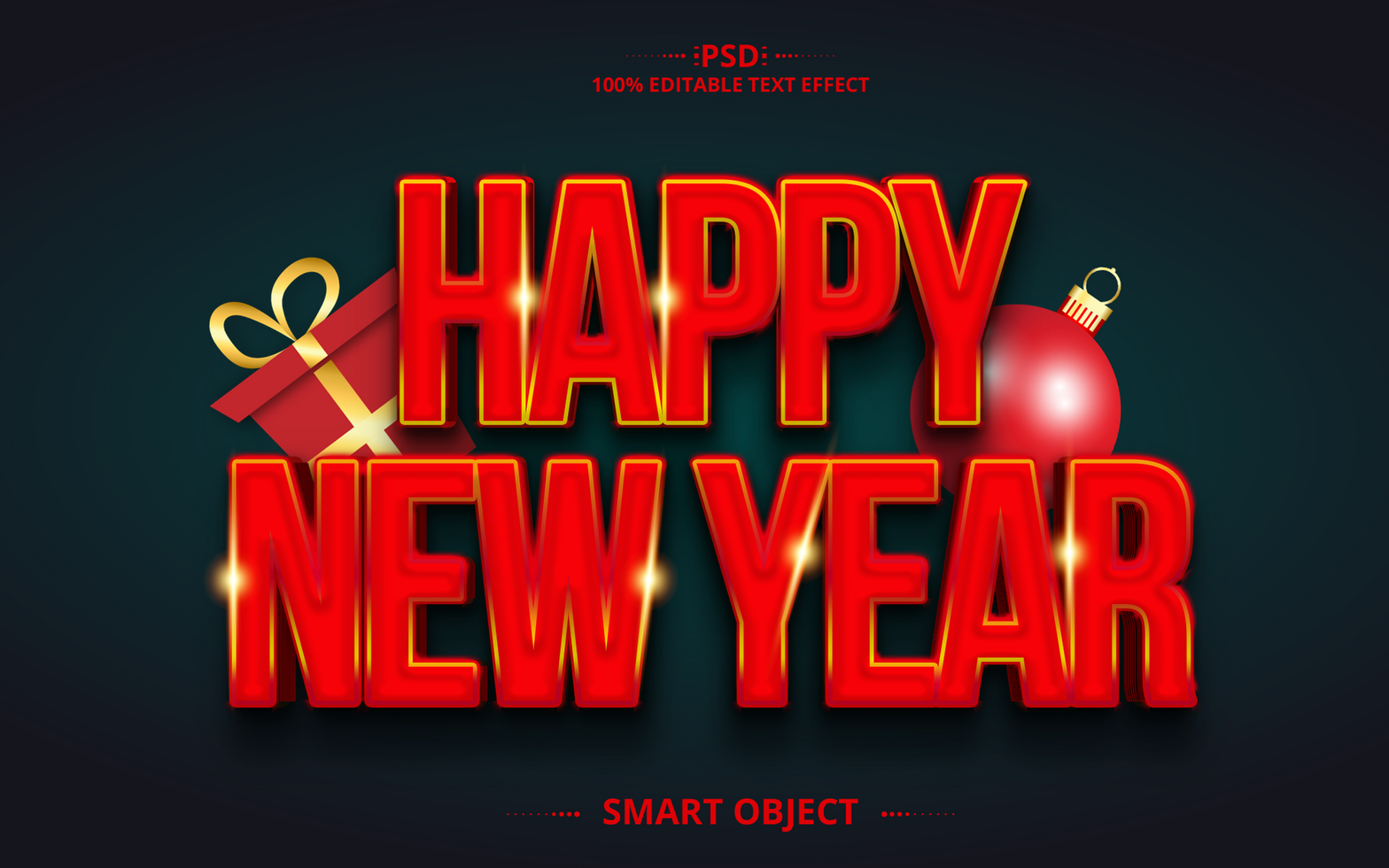 Red Christmas 3d text style effect psd
