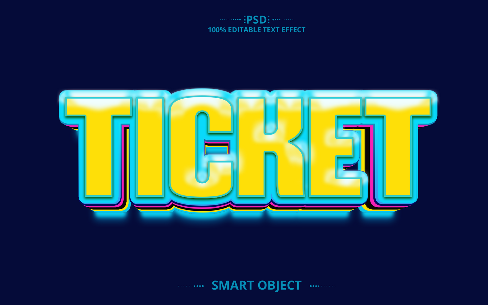 Ticket 3D text effect design psd