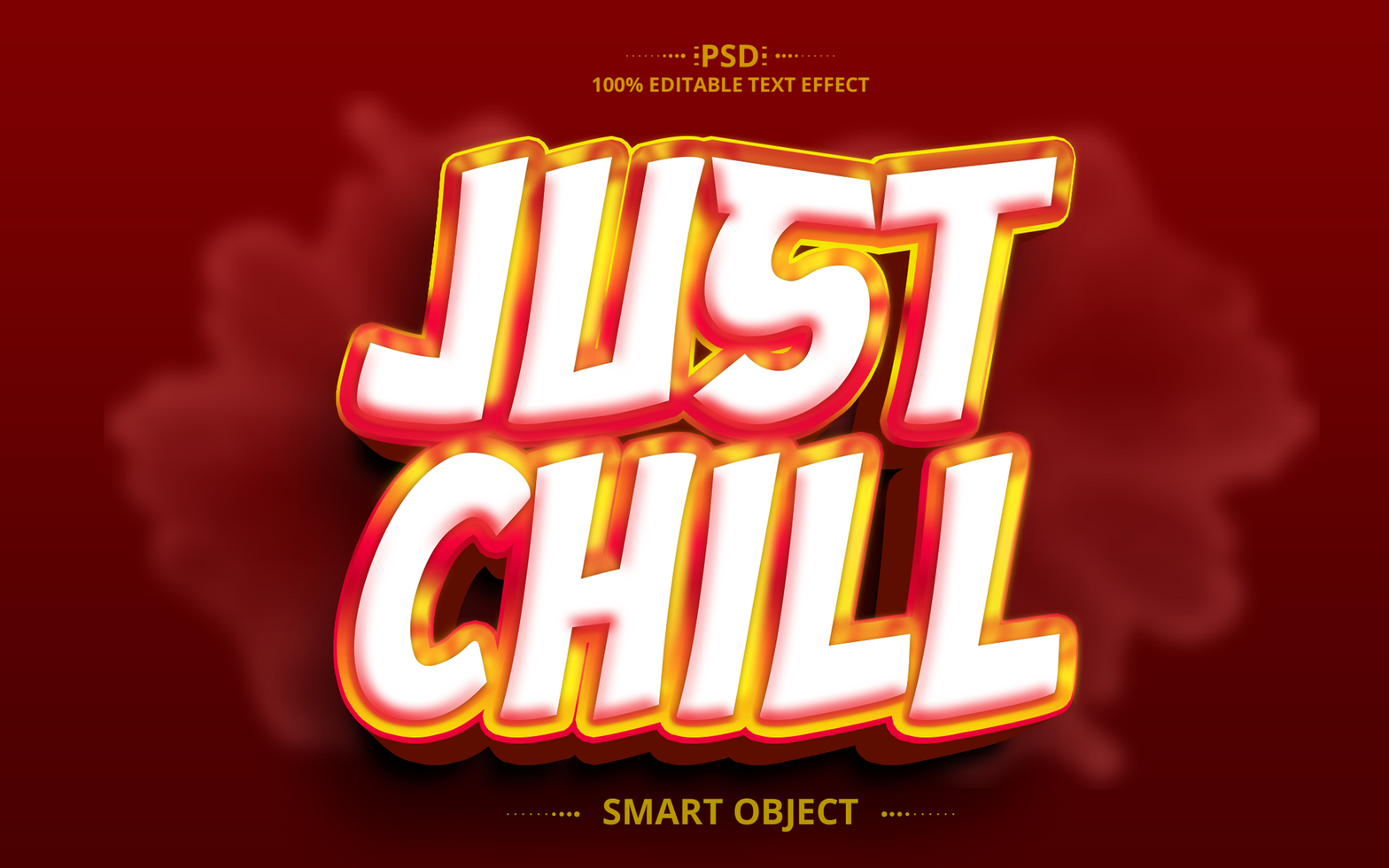 Just Chill 3D text effect design psd