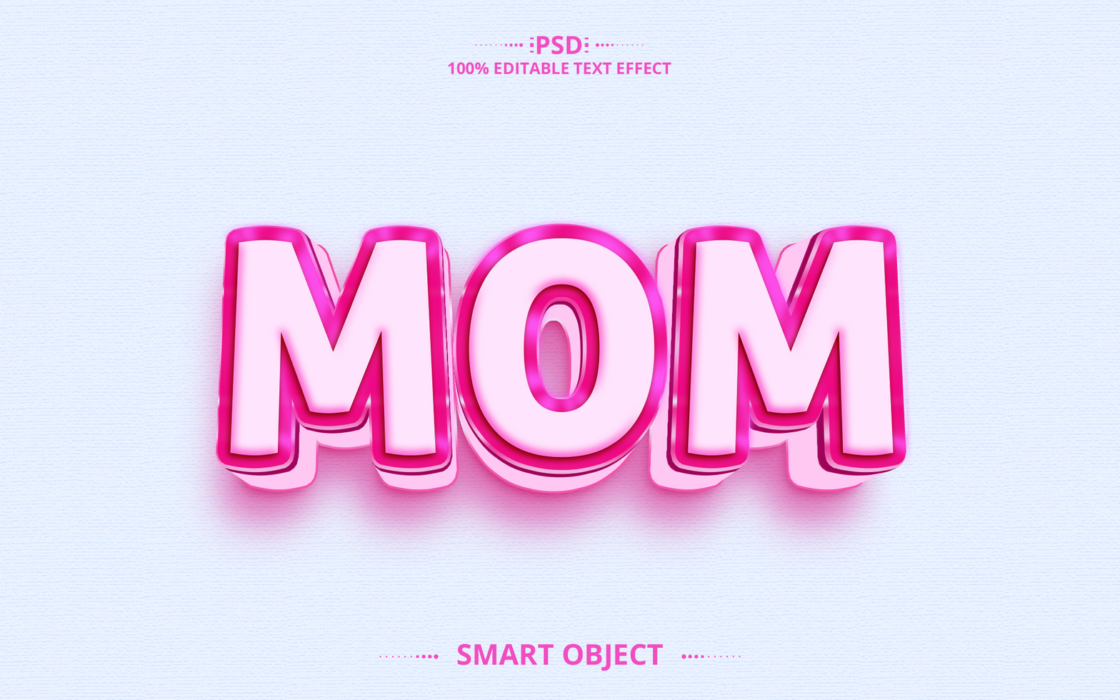 Mom 3D text effect design pink color psd