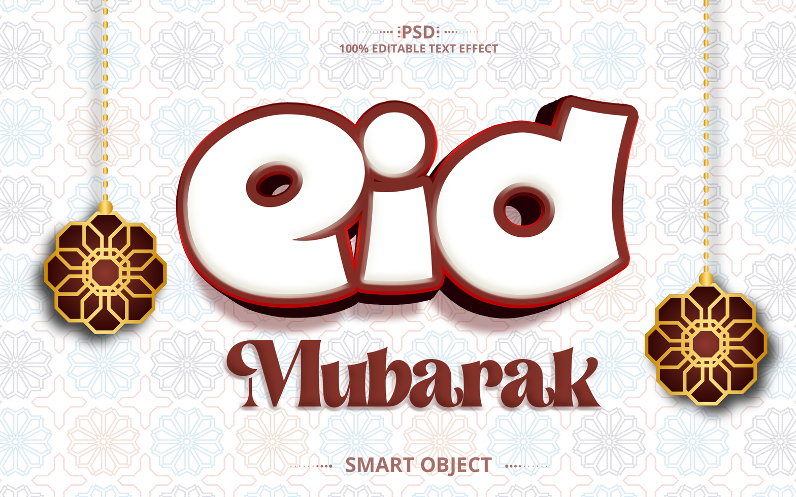 Eid Mubarak creative 3D text effect design psd