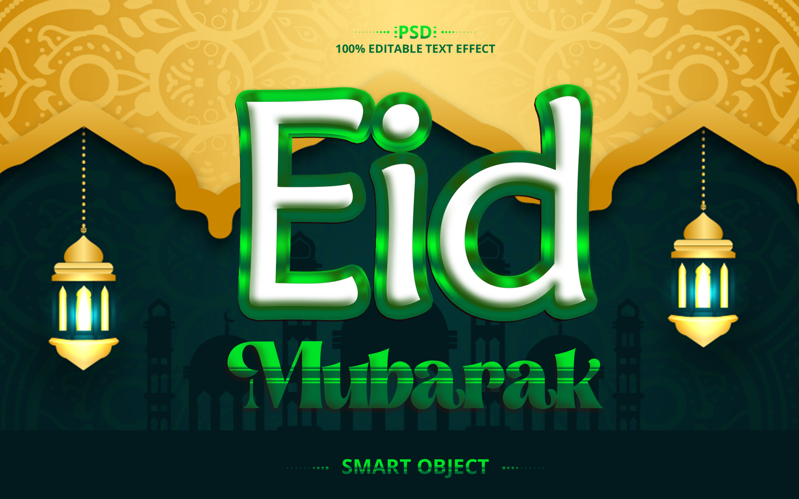 Eid al adha mubarak text effect design psd