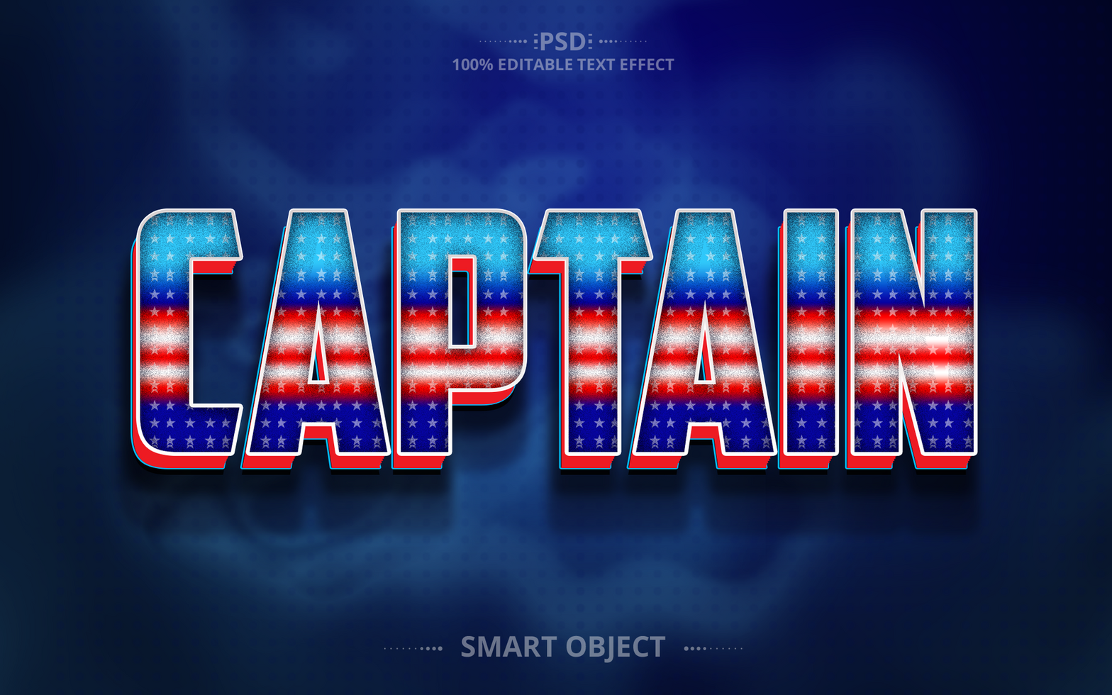 Captain 3D Editable Text Effect Design psd