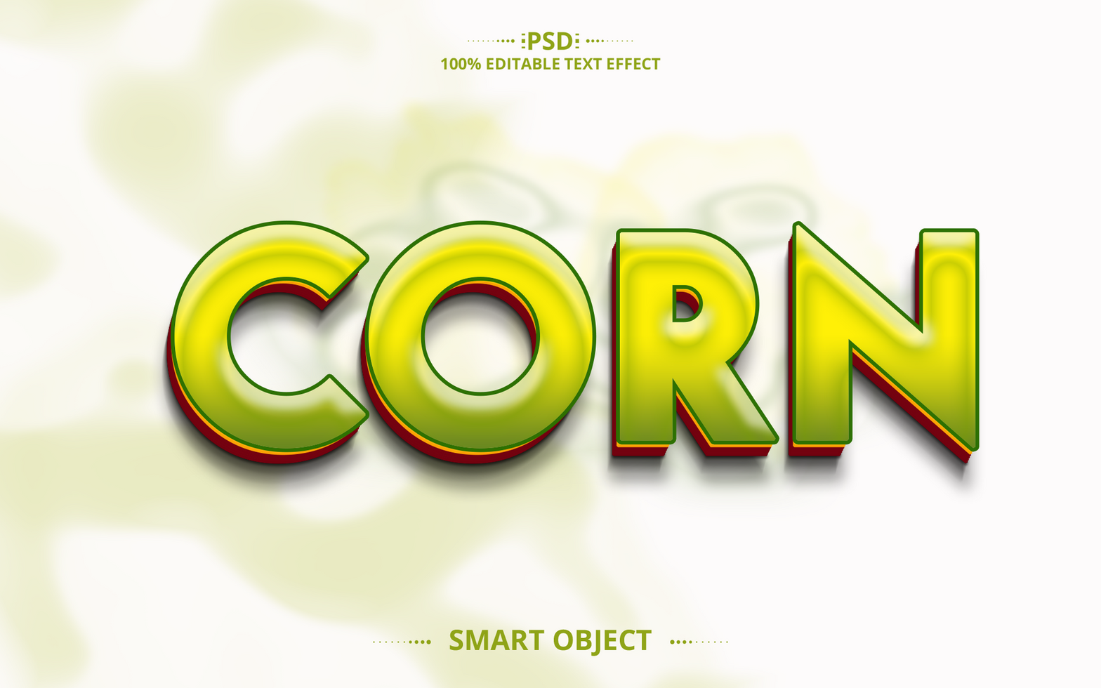 Corn 3D Editable Text Effect Design psd