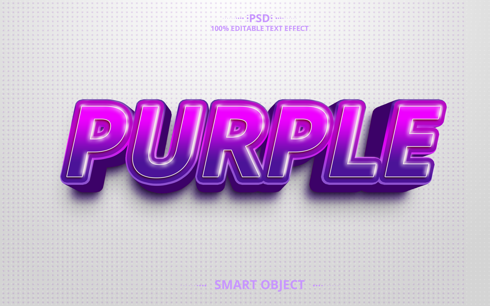 Purple 3D text effect design editable template psd