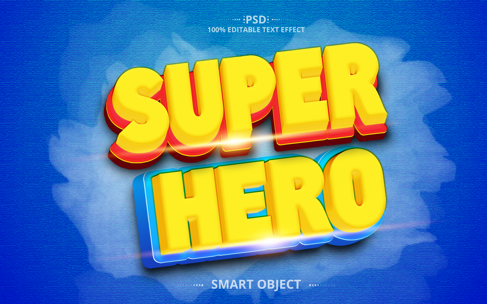 Super Hero 3D Text effect design psd