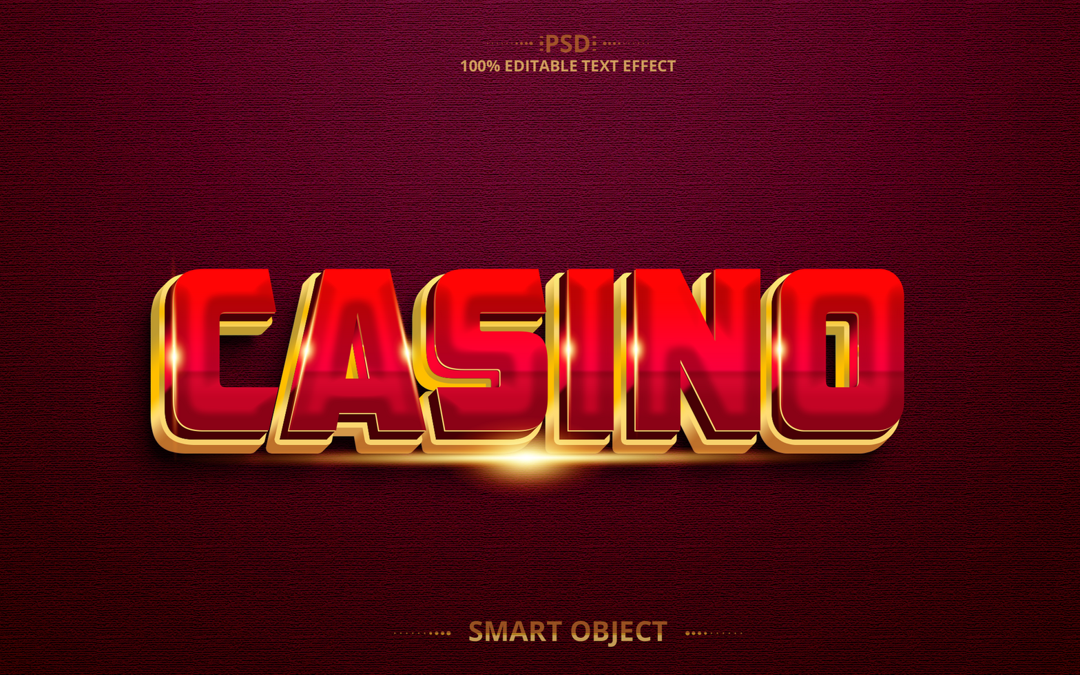 Casino 3D Editable Text Effect Design psd
