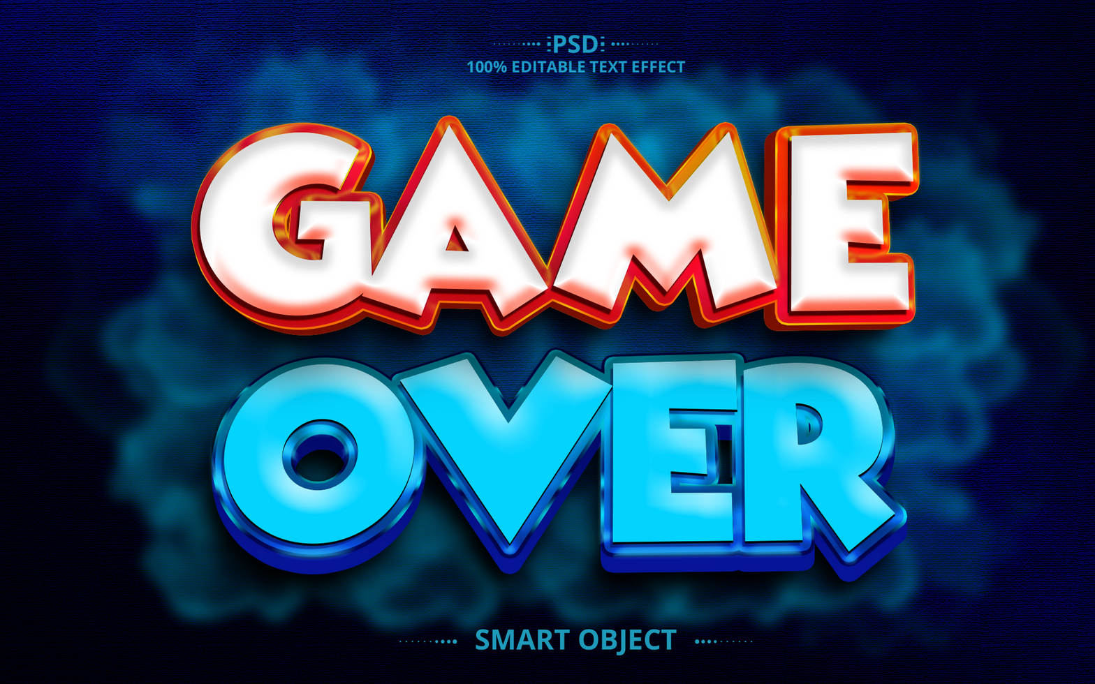 Game over 3D text effect psd