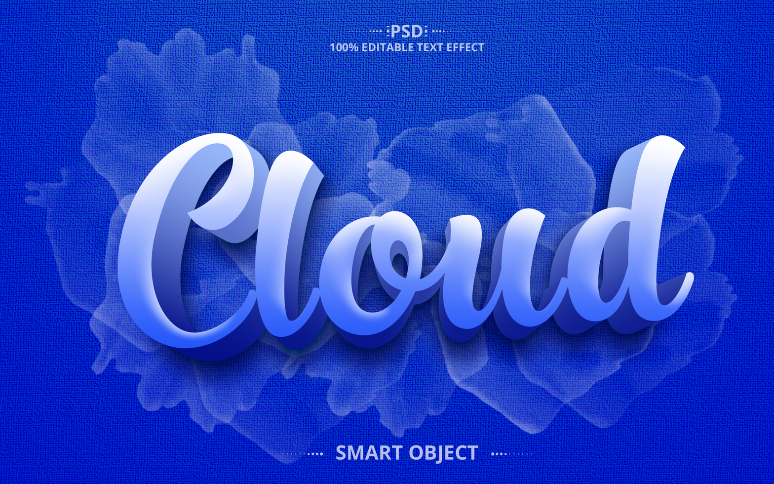 Cloud creative 3D text effect design with brush psd
