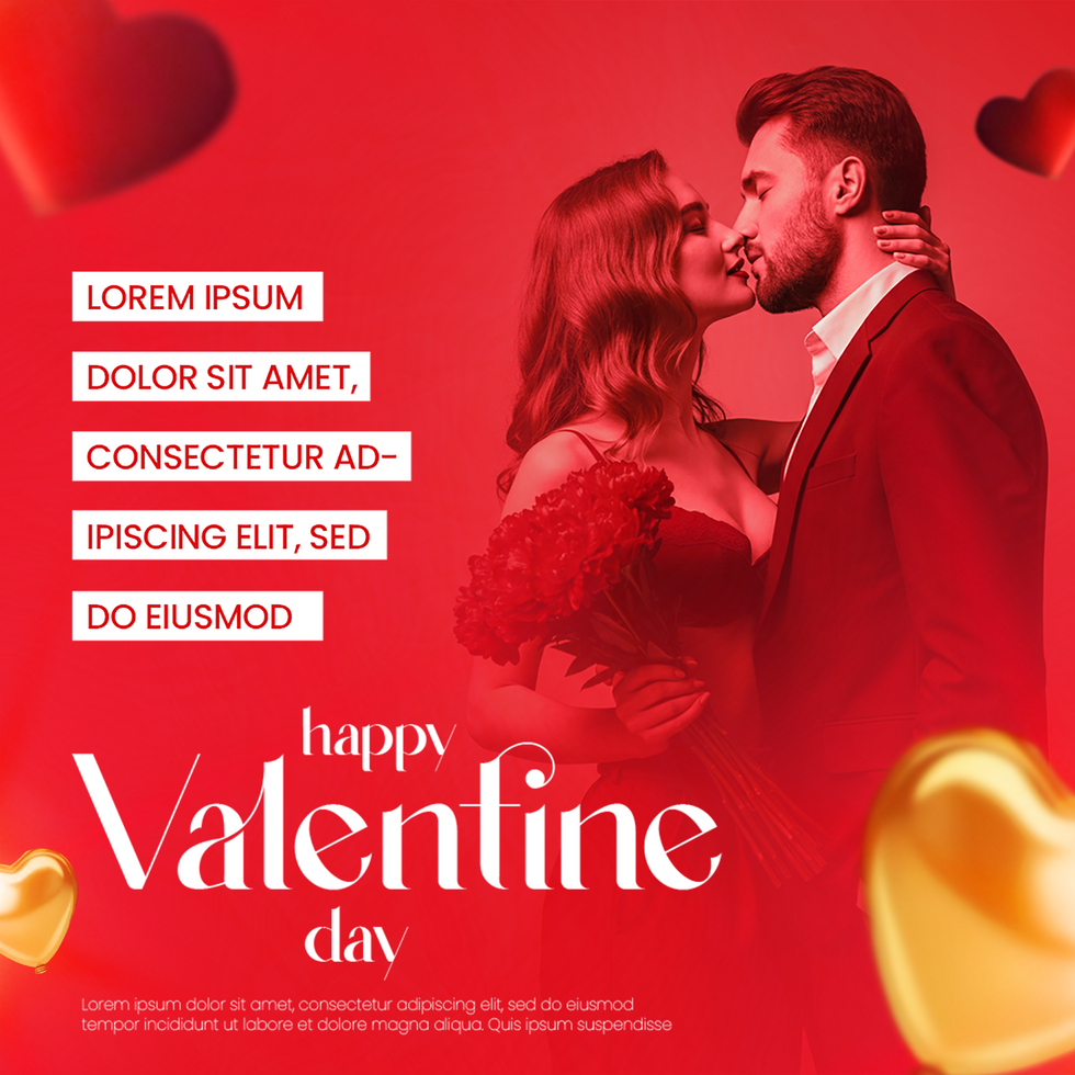 Valentines day celebration poster with Fall in Love this Valentines Happy Valentines psd