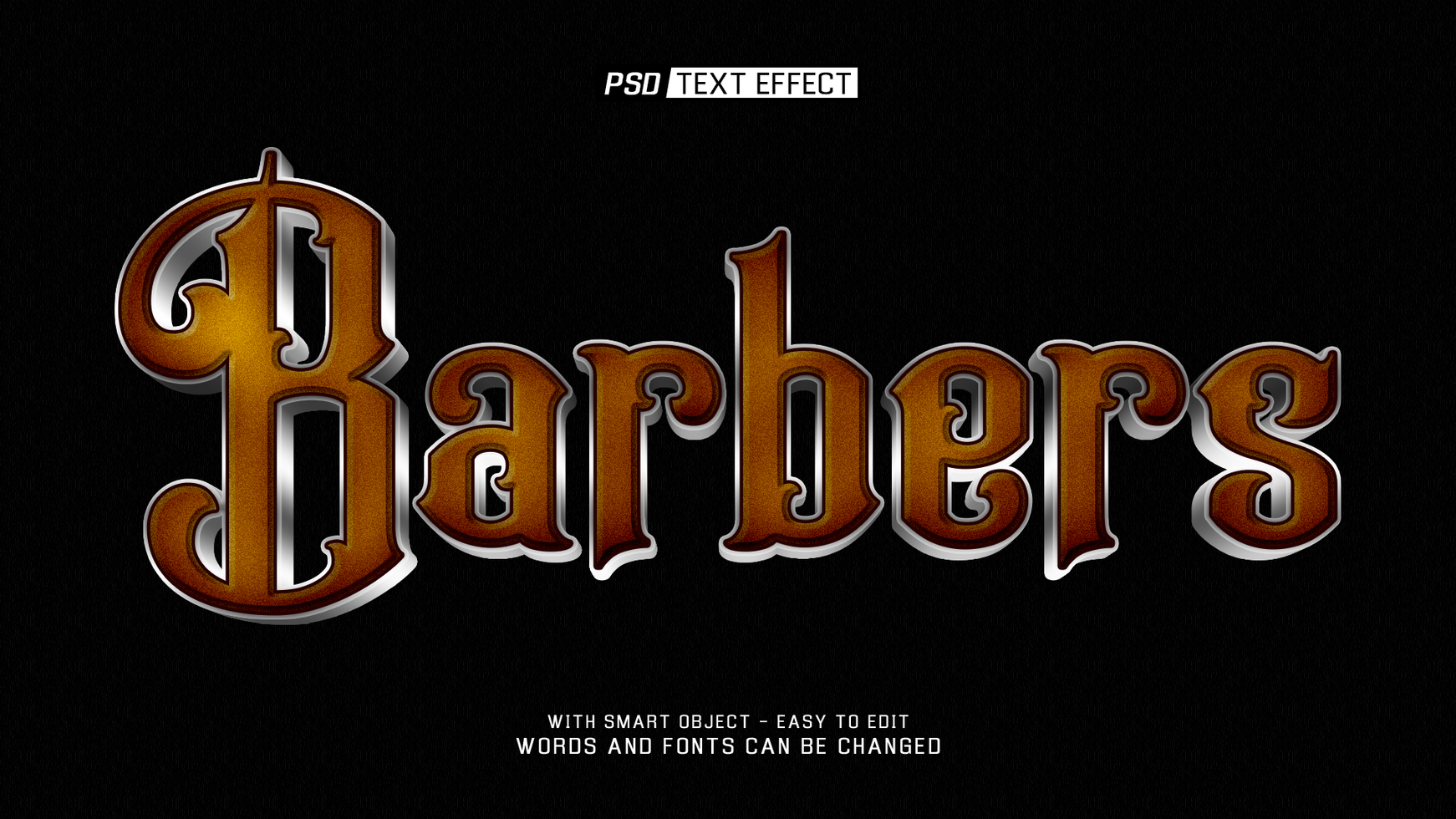 barbers 3d text effect psd