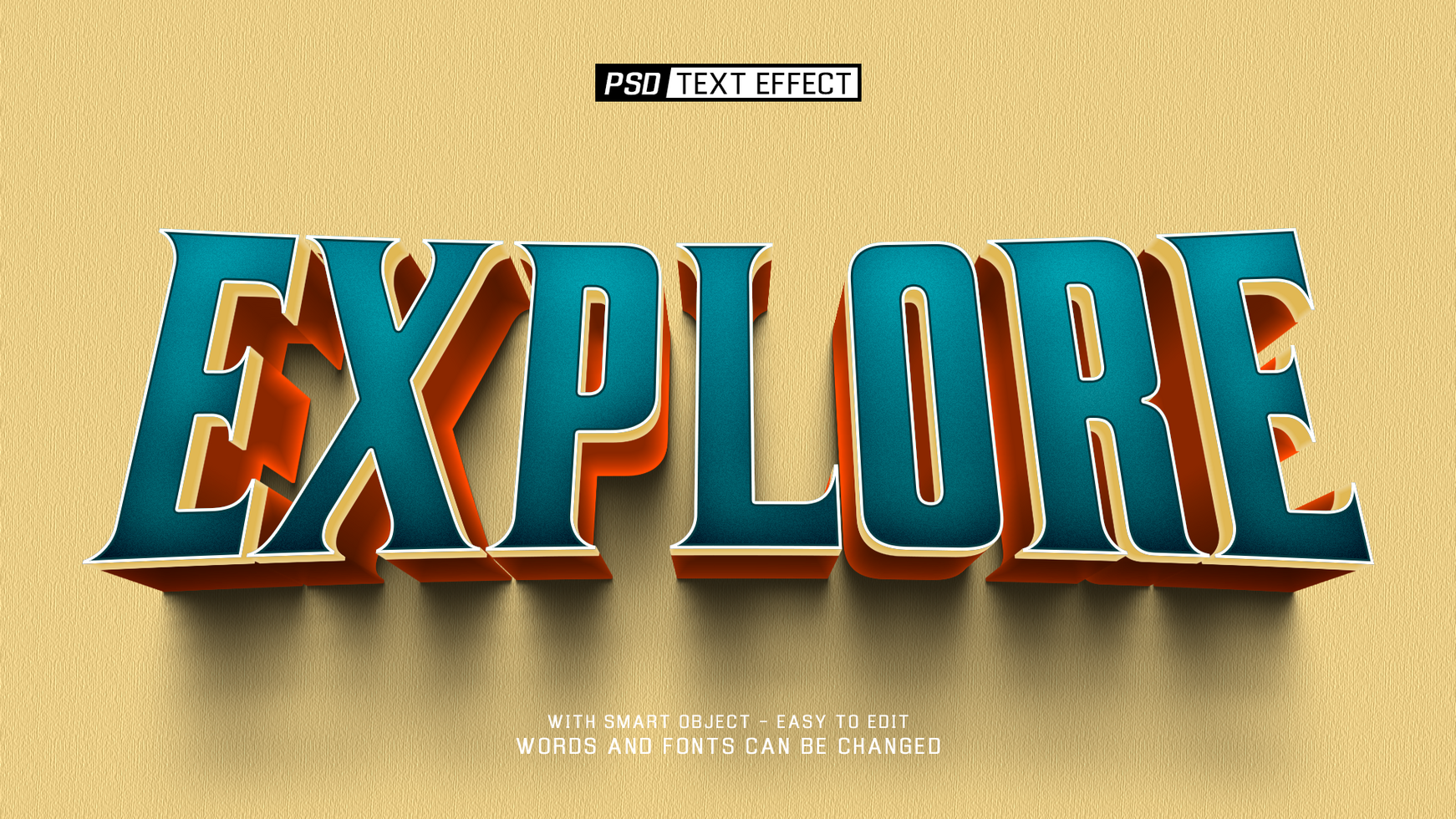 explore 3d text effect psd