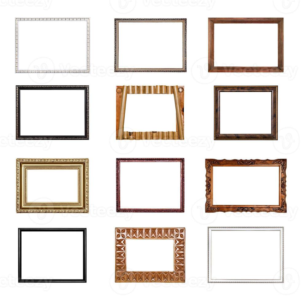 set picture frames isolated on white background photo