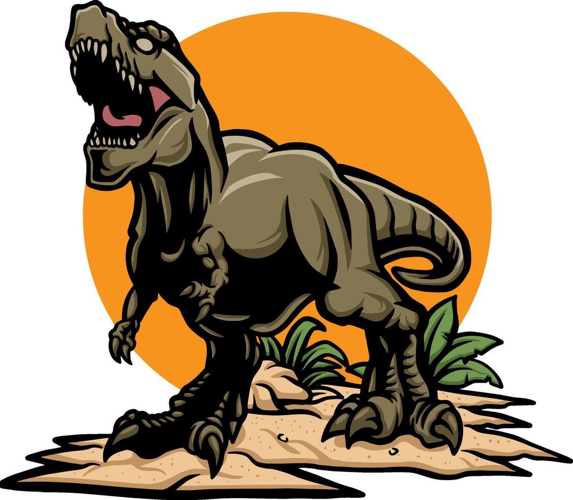 Roaring tyrannosaurus rex dinosaur worlds illustration vector