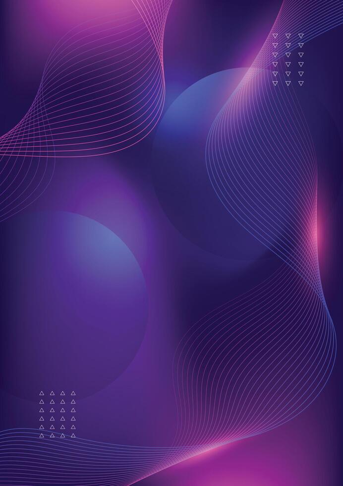 EDM or Electronoic Dance Music festival poster with neon purple and blue tones, dynamic wave patterns. Futuristic, Technology abstract background. vector
