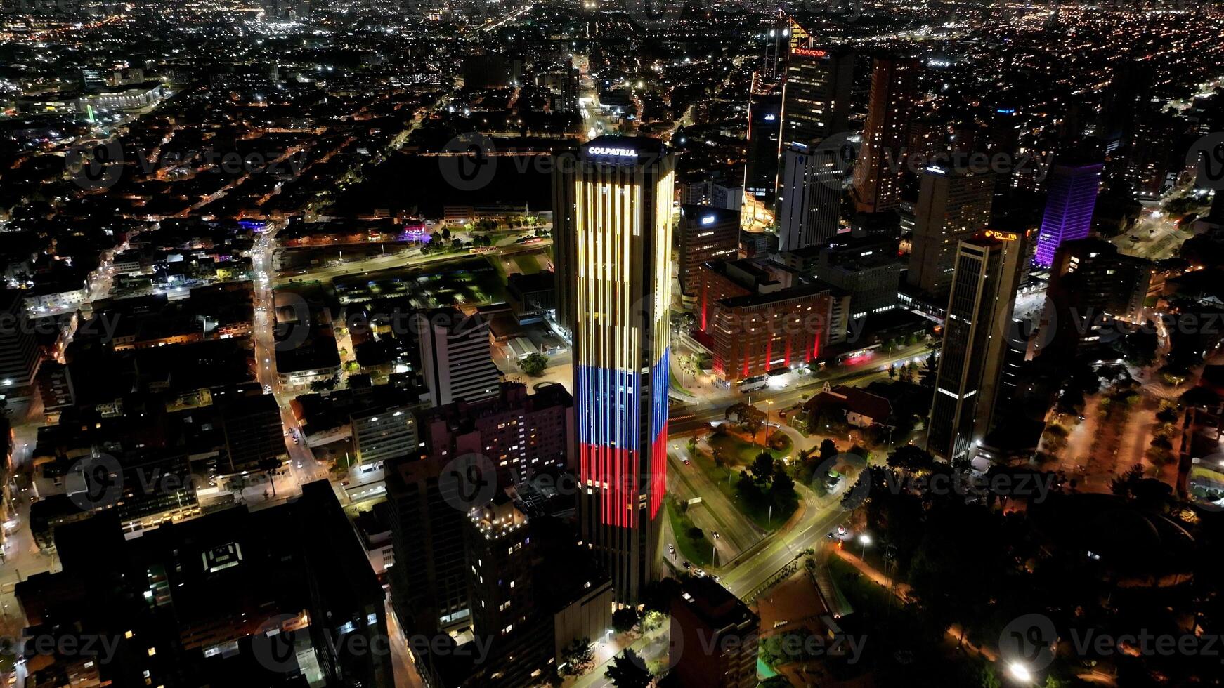 Awe Colpatria Tower at Bogota in District Capital Colombia. Aerial Landscape Colpatria. photo
