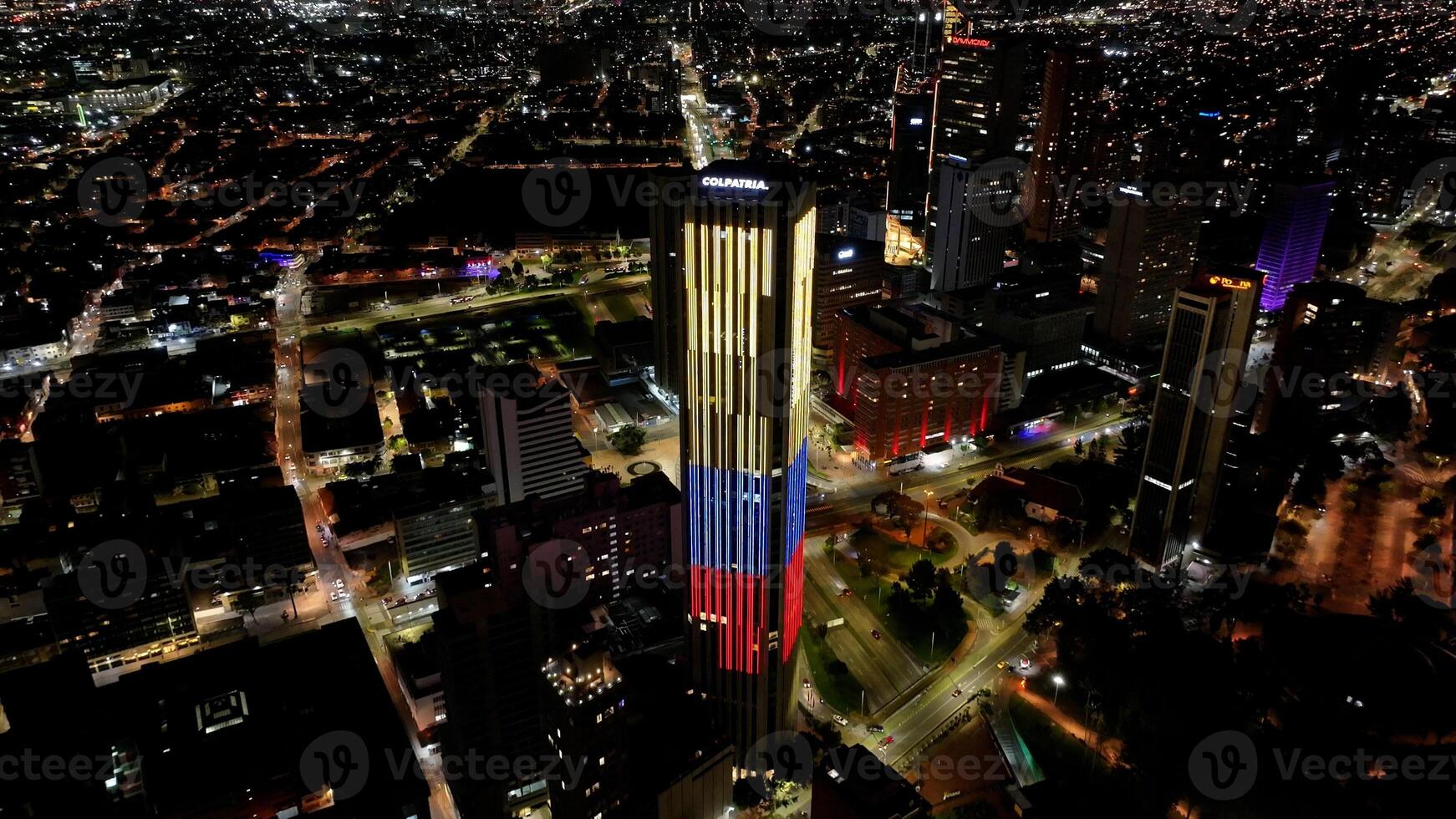 Scenic Colpatria Tower at Bogota in District Capital Colombia.. Cityscape Background. photo